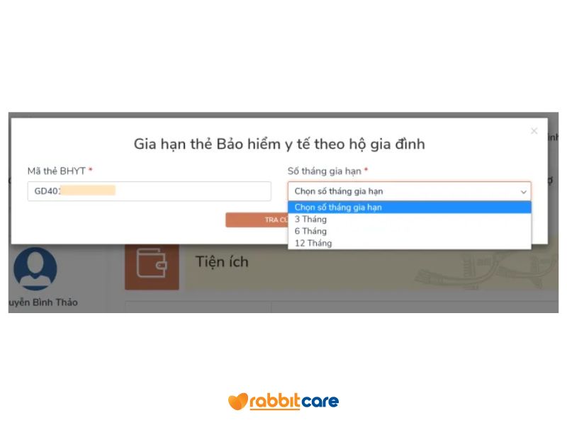 Nhập thông tin mã thẻ BHYT và thời gian gia hạn

